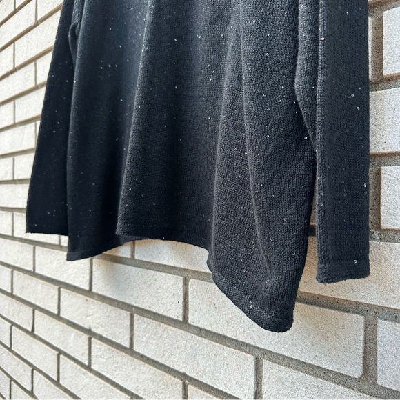 J. Jill Black Sequin Long Sleeve Round Neck Knit Sweater Swiftie - Picture 3 of 8